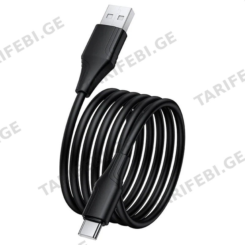 USB-A TO TYPE-C კაბელი HOCO X124 BIEN SILICONE 1M შავი