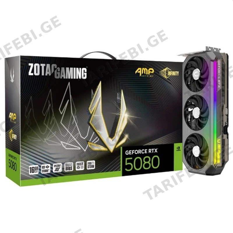 ვიდეო დაფა ZOTAC GAMING GEFORCE RTX 5080 AMP EXTREME INFINITY 16GB GDDR7 256-BIT ZT-B50800B-10P