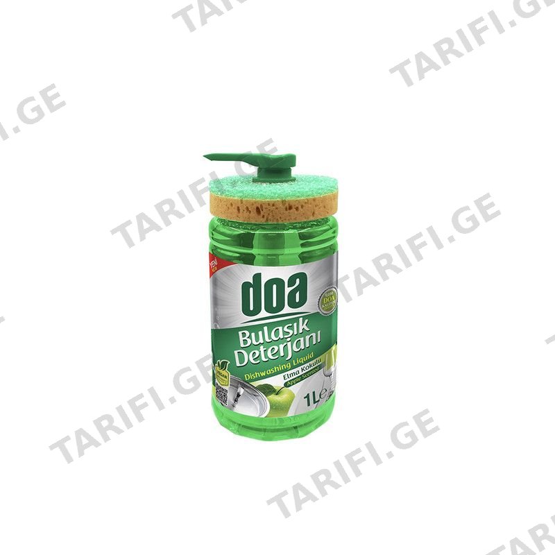 DOA ჭურჭლის სარეცხი სითხე 1ლ+ ღრუბელი