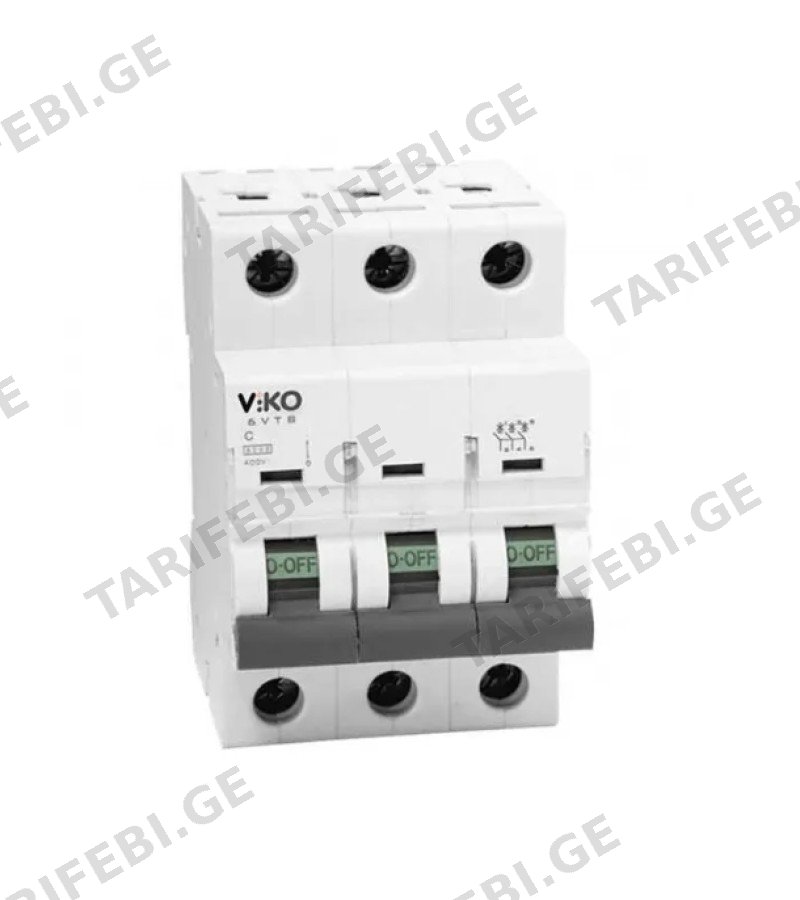 ელექტრო დამცველი 3*50A C 4.5 kA 6VTB-3C50 VIKO