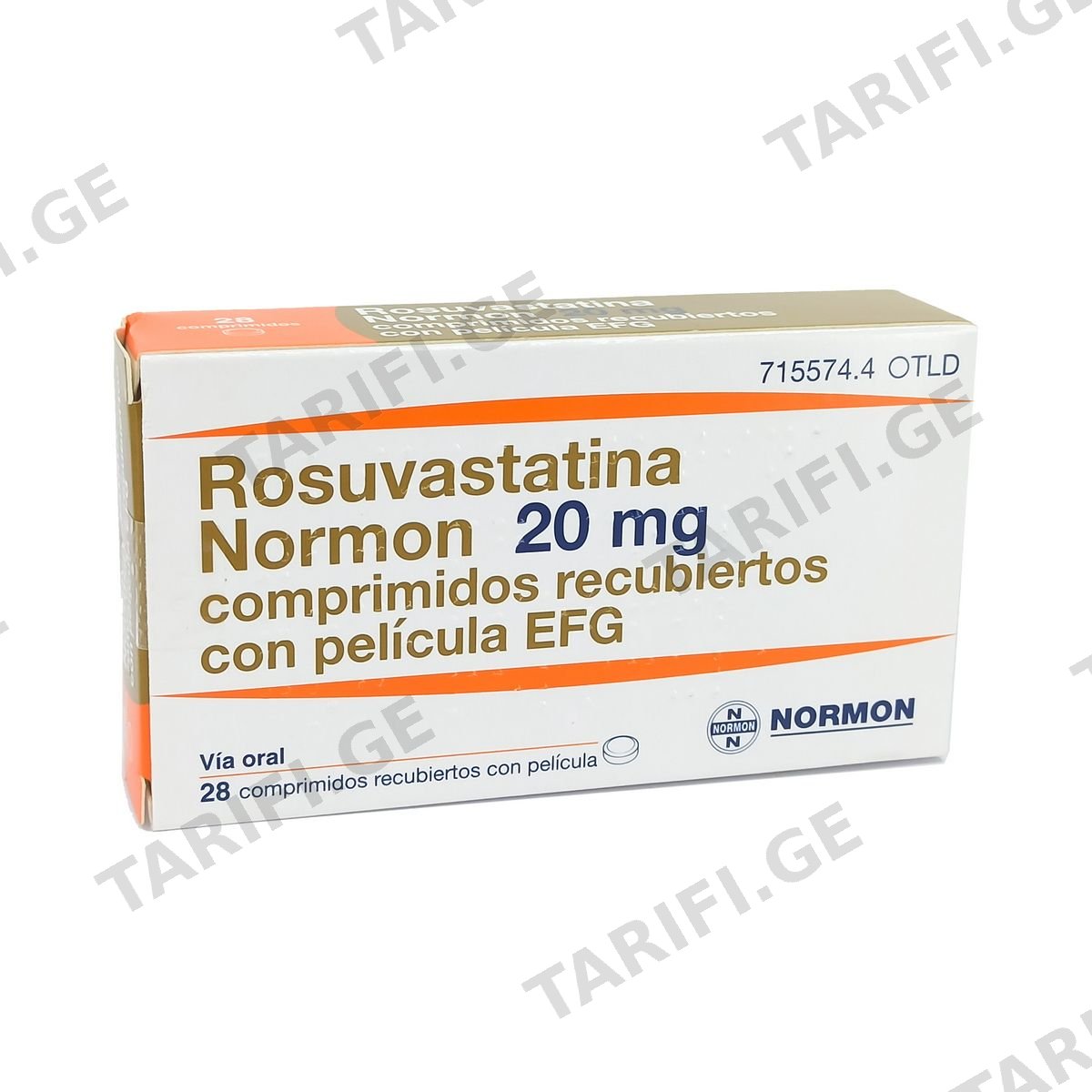 როზუვასტატინი ნორმონ - Rosuvastatin Normon 20მგ 28 ტაბლეტი