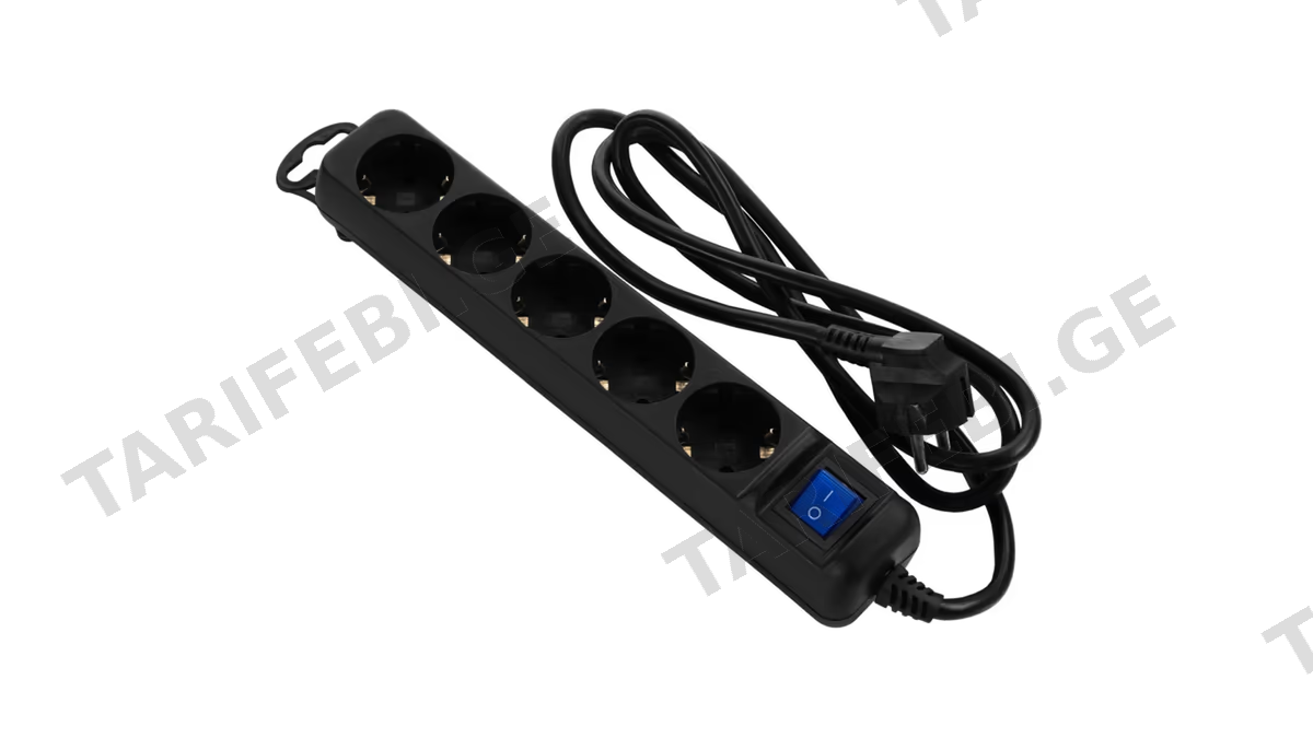 დენის გამანაწილებელი 2E 2E-U05ESM1.8B, 5 Socket, 1.8m, Black