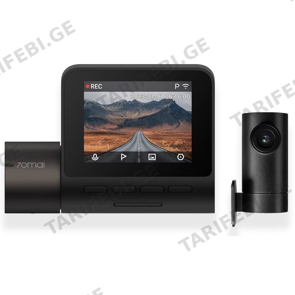 მანქანის ვიდეო რეგისტრატორი Xiaomi 70Mai A200-1 + RC11, FHD, Built in WiFi, 130°, Dash Cam Set, Black