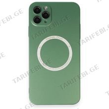 iPhone 11 Pro Max Jack Magsafe Case კამერის დაცვით სილიკონის ქეისი - მწვანე