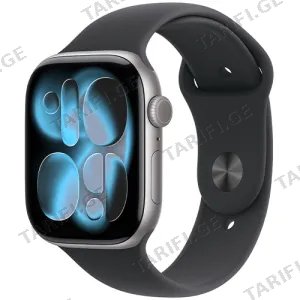 Apple Watch Series 11 GPS 46mm Space Gray Aluminium Case With Black Sport Band - M/L