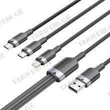 VENTION CTPBG USB 2.0 A Male to 3-in-1 USB-C & Lightning & Micro-B Male მობილურის კაბელი 1.5მ