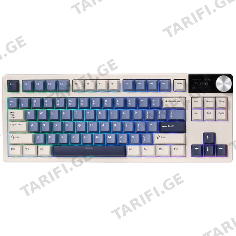 კლავიატურა Royal Kludge RK S85 RGB Mechanical Keyboard, Cloud Switch, Hot Swappable, Wireless, Type-C, Bluetooth, 2.4GHz, White Night