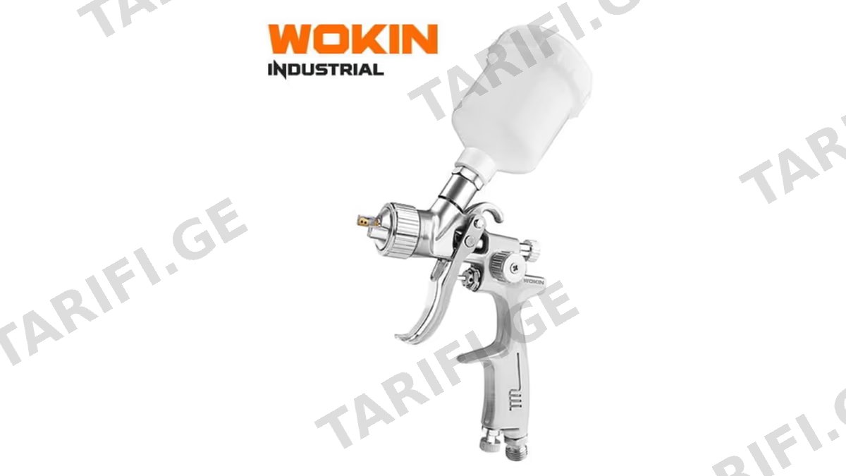 პნევმატური პულივიზატორი Wokin 802001, 0.8mm, 110cc, HVLP Air Spray Gun (INDUSTRIAL), Silver