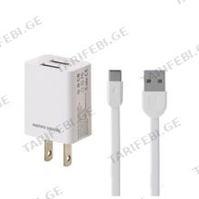 REMAX Traveller series 2.4A Data Cable&Charger RP-U14 Type-C-white