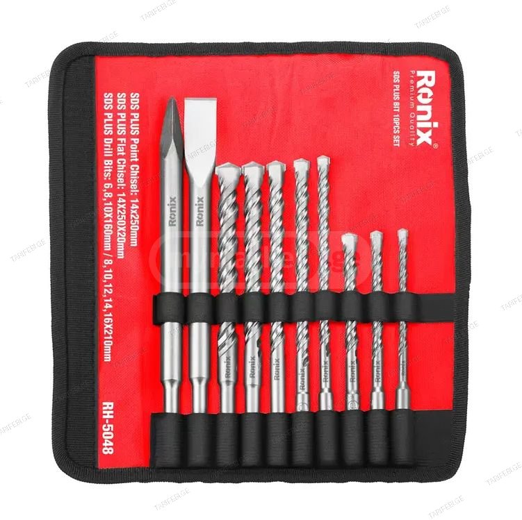 SDS-PLUS ბითების ნაკრები Ronix RH-5048, 10ც
