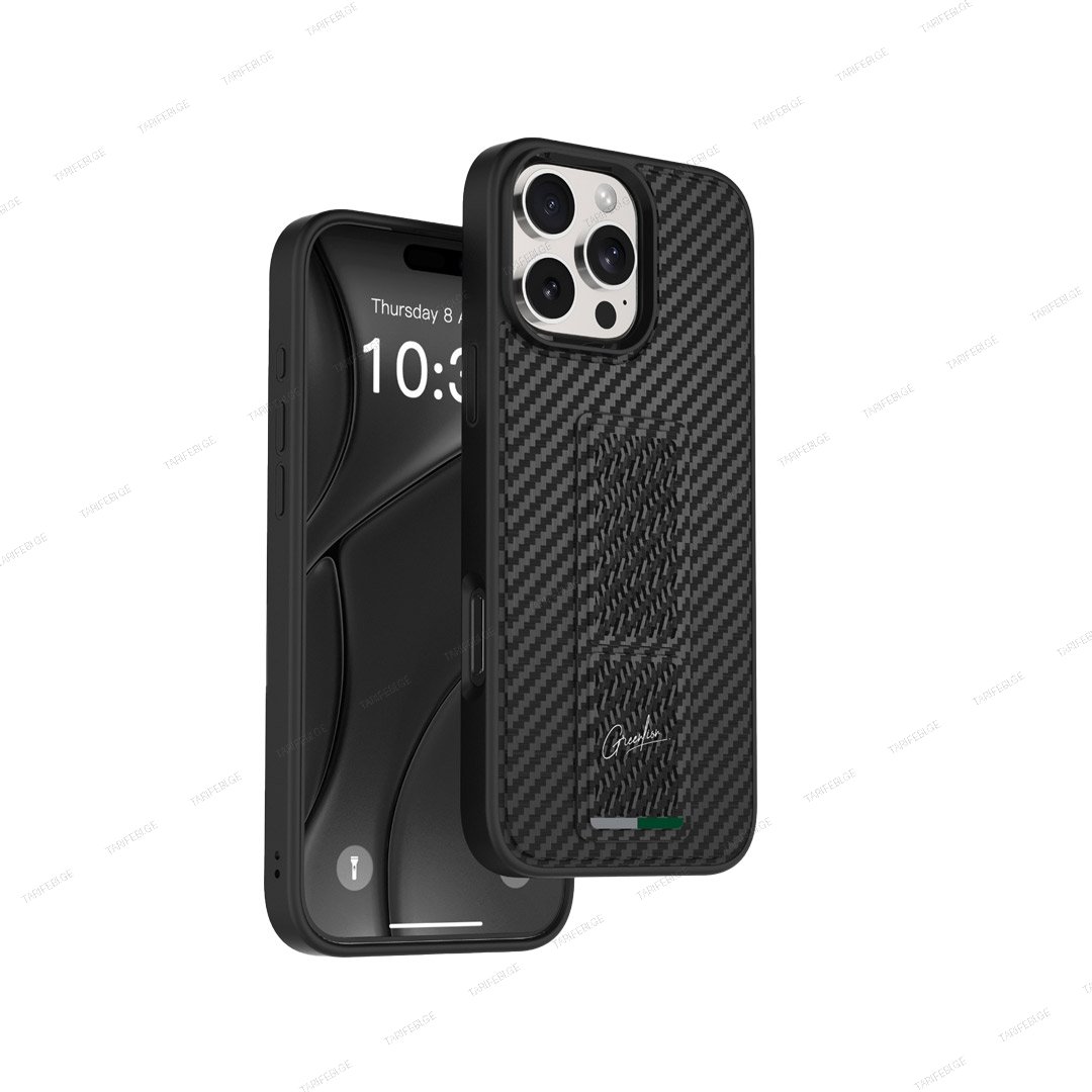 Green Lion GripX Multi-Functional Kickstand for iPhone 16 Pro Max – Matte Carbon Leat