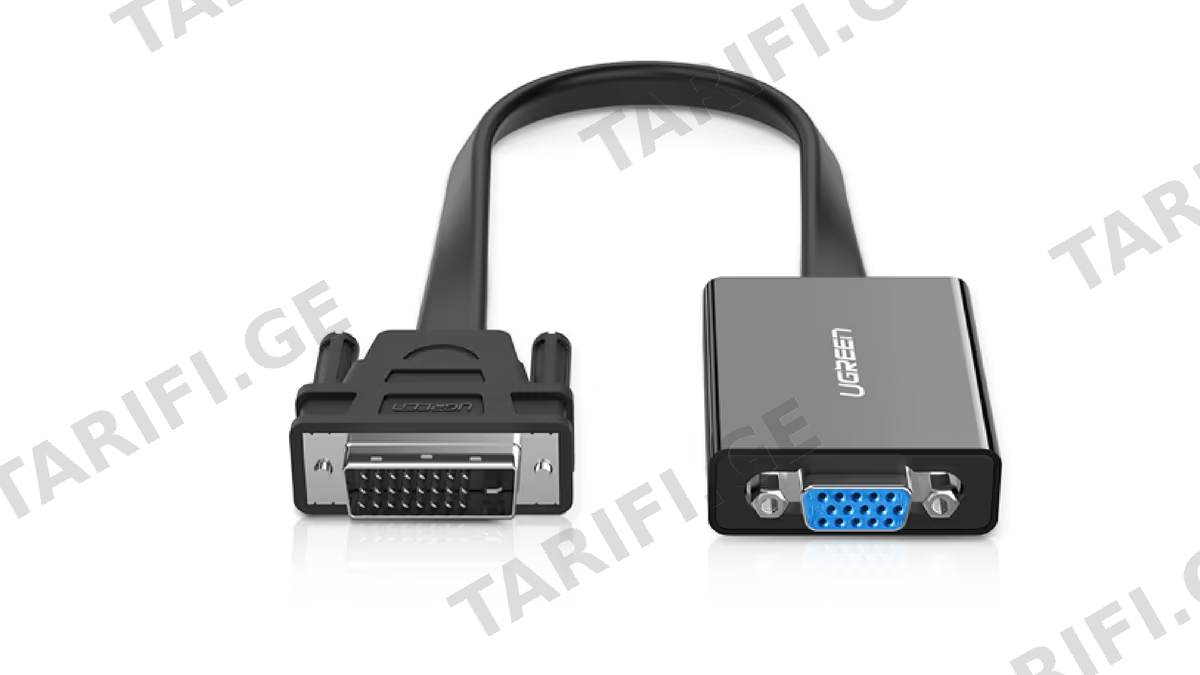 ვიდეო ადაპტერი UGREEN MM108 (40259), DVI-D 24+1 to VGA/DVI, 15cm, Black