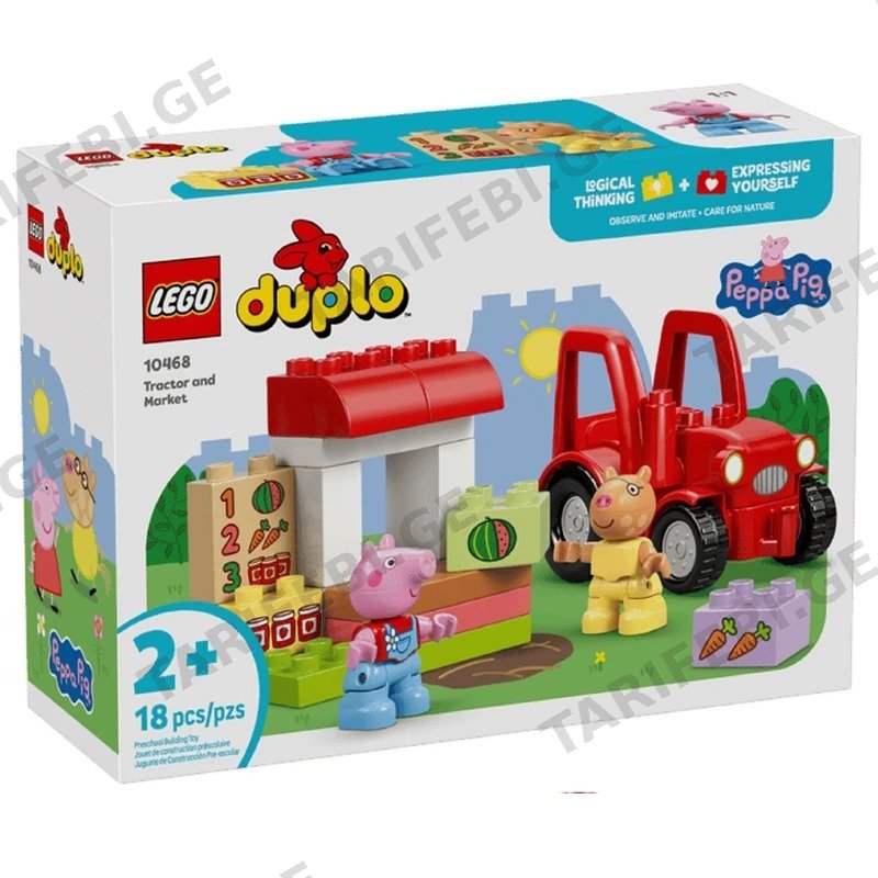 ასაწყობი კონსტრუქტორი LEGO DUPLO PEPPA PIG TRACTOR AND MARKET 10468, 18 ნაწილი, 2+ წლიდან