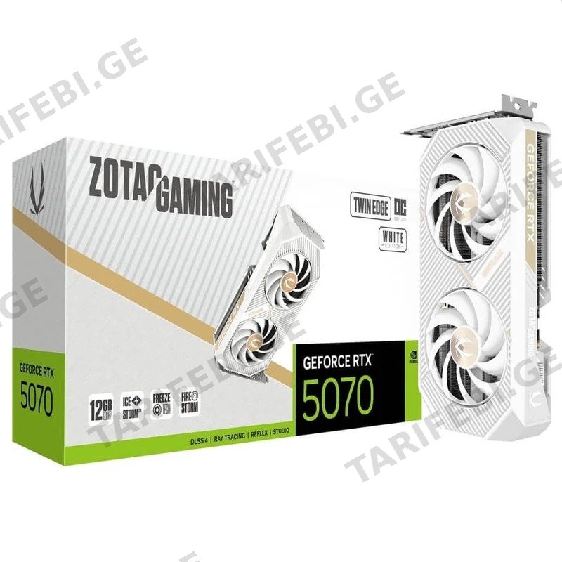ვიდეო დაფა ZOTAC GEFORCE RTX 5070 TWIN EDGE OC WHITE EDITION 12GB GDDR7