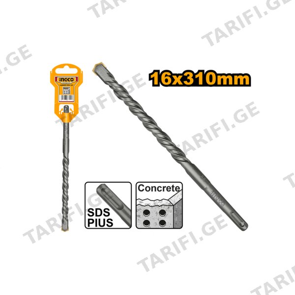 ბეტონის ბურღი 16X310 მმ SDS+ DBH1211604 INGCO