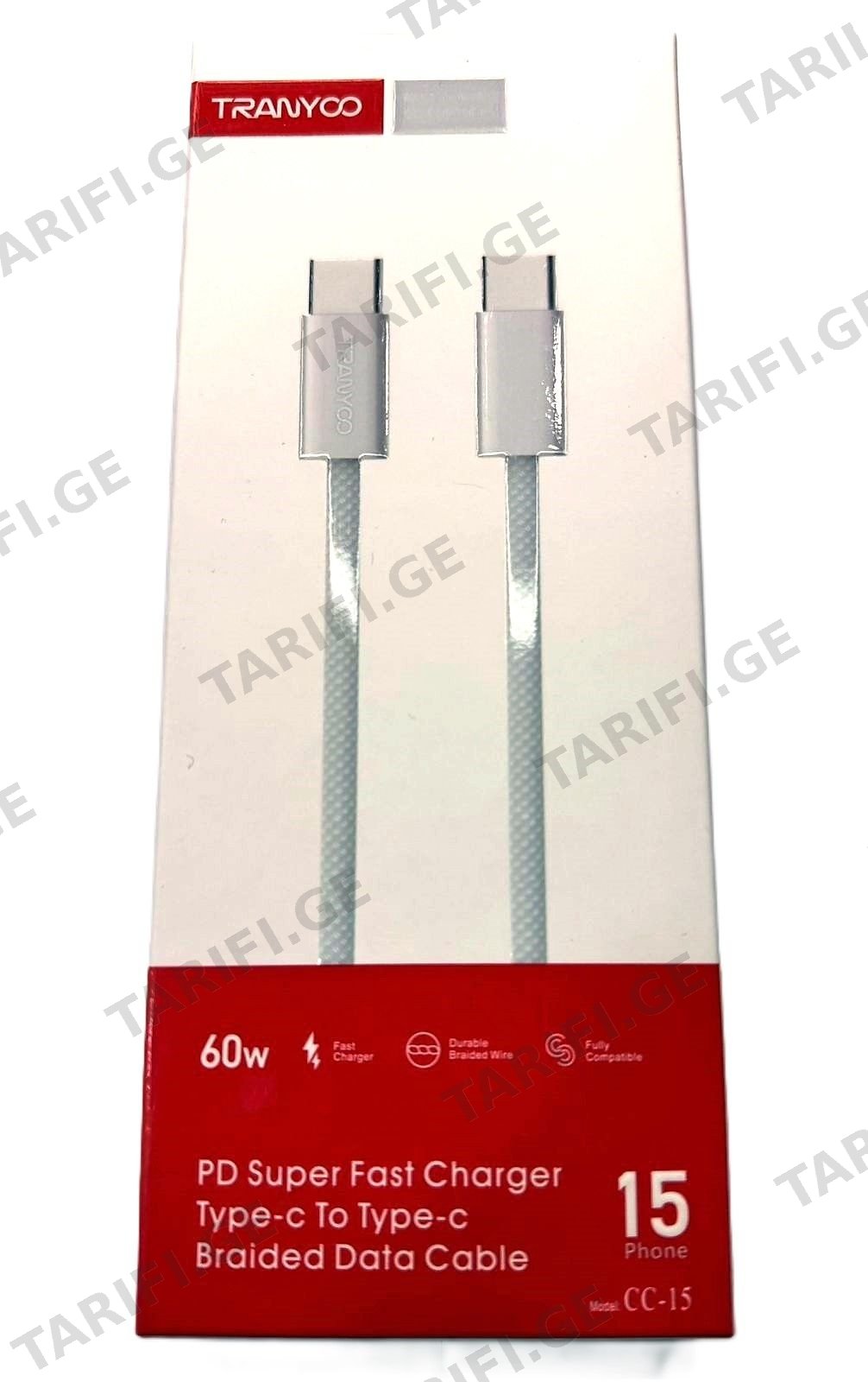 TRANYOO კაბელი type-c to type-c cc-15