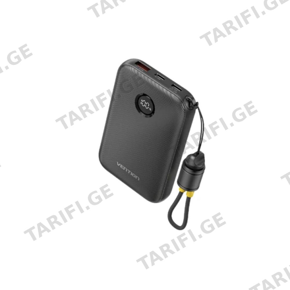 პოტრატული დამტენი Vention FKAB0-C 10.000mAh Power Bank 22.5W With LED Display Black