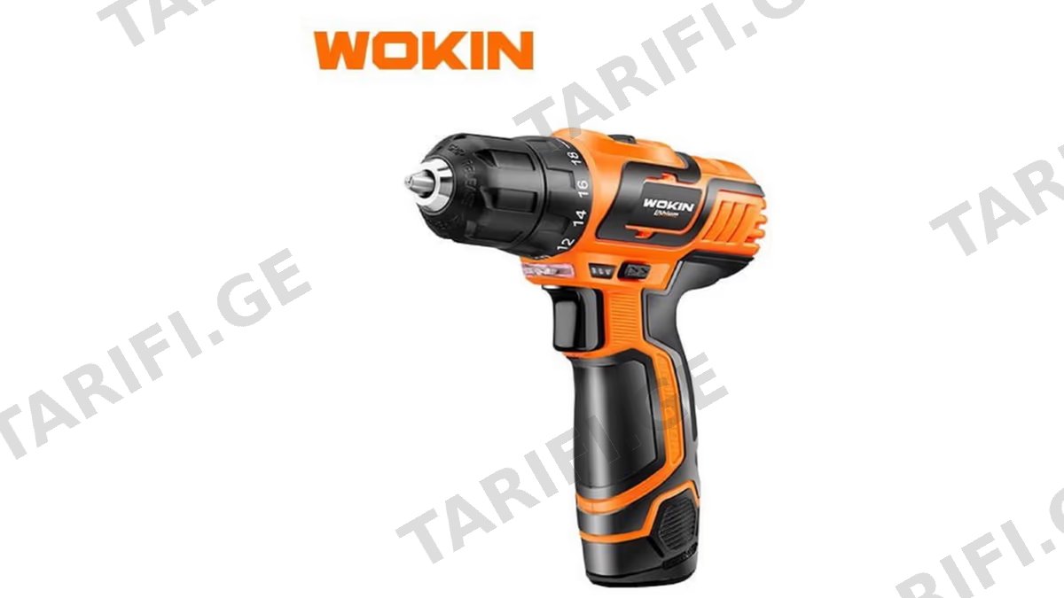 ელექტრო სახრახნისი Wokin 780712, 1400Rpm, Li-ion Cordless Drill, Black/Orange