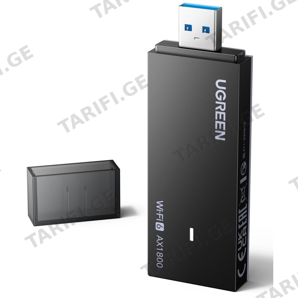 WIFI ადაპტერი UGREEN 65225 AX1800, 1201Mbps, USB Wifi6 Adapter, Black