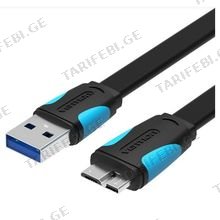VENTION VAS-A12-B050 Flat USB3.0 A Male to Micro B Male Cable 0.5M Black