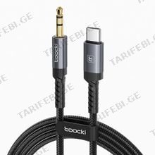აუდიო ადაპტერი Toocki Type-C to 3.5mm AUX Audio Adapter Cable, 1M, (Black)