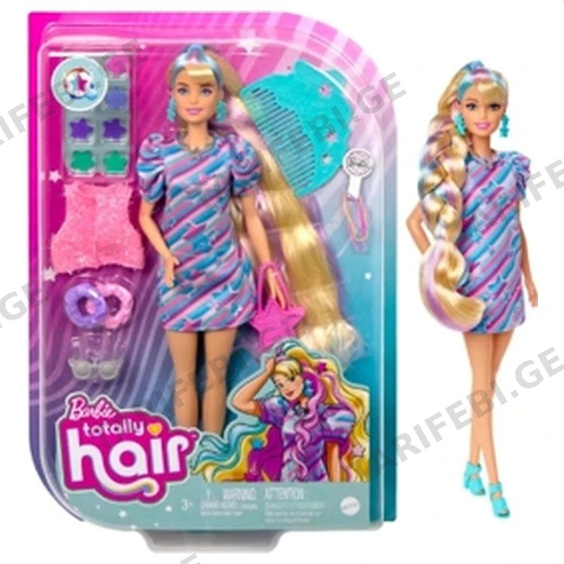 ბარბის სათამაშო ნაკრები MATTEL HCM88 BARBIE TOTALLY HAIR DOLL ქერა თმით