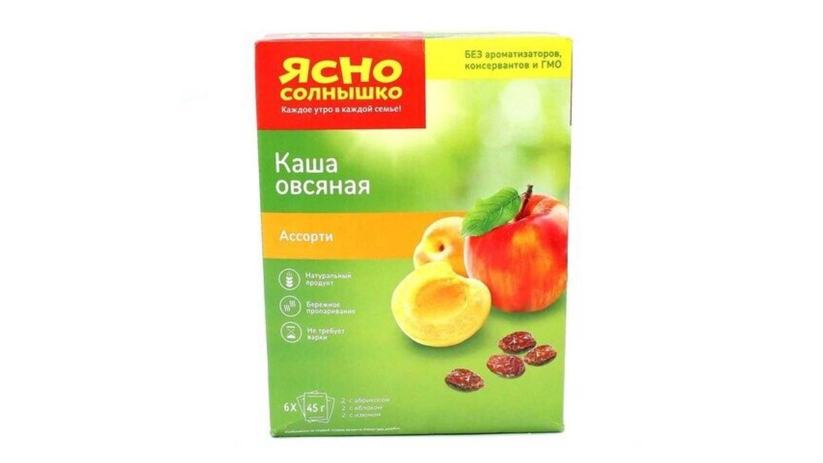 იასნო სოლნიშკო შვრიის ფანტელები 6 x 45 გრ/4600819414256