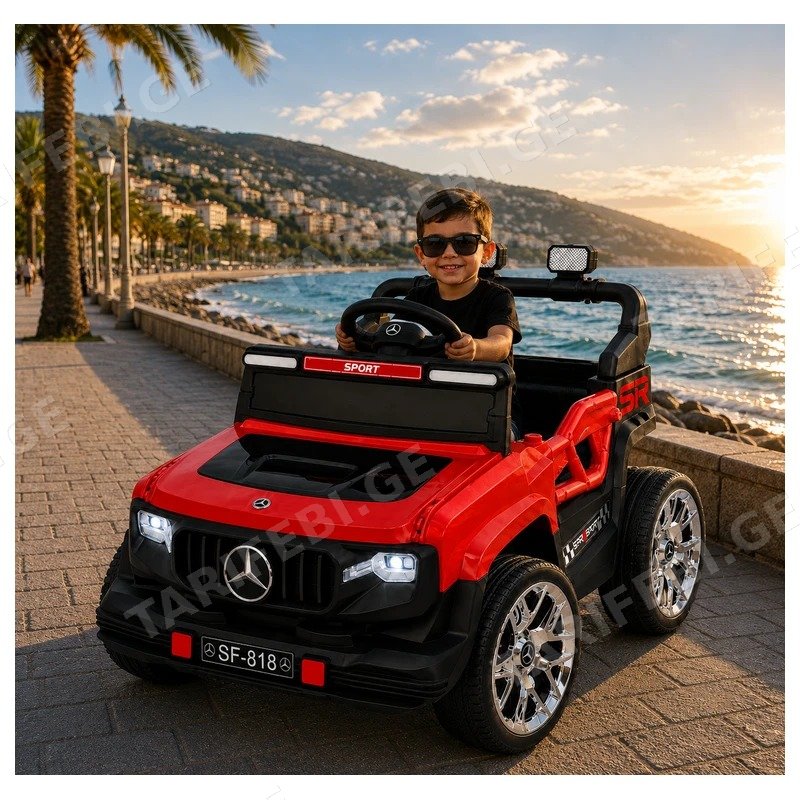 საბავშვო ელექტრო მანქანა MERCEDES SF-818-R 2 ძრავით და 12V აკუმულატორით