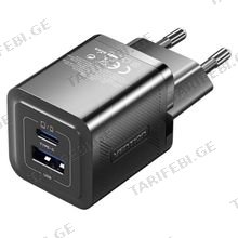 VENTION FEQB0-EU 2-Port USB (C + A) GaN Charger (30W/30W) EU-Plug Black
