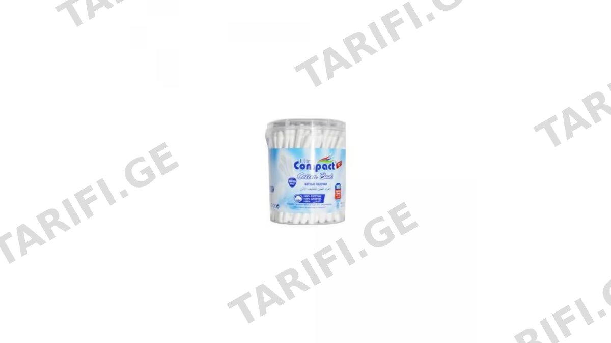კომპაქტი CC-303 ყურის ჩხირი ცილინდრი 100 ც