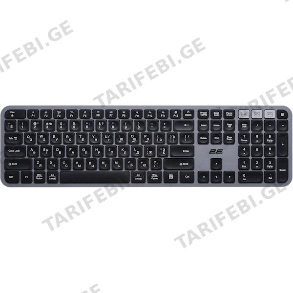კლავიატურა 2E 2E-KS240WG, Wireless, USB, BT, Keyboard, Black/Gray