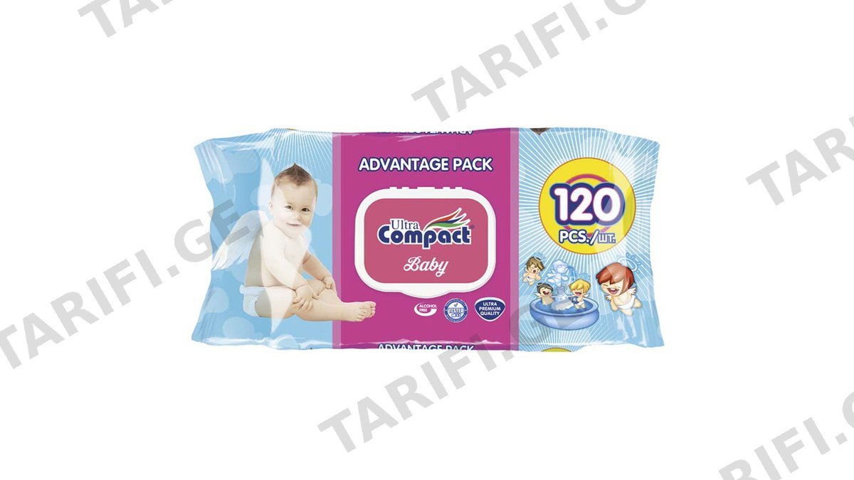 COMPACT ბავშვის სველი ხელსახოცი 120 ც (კომპაქტი)
