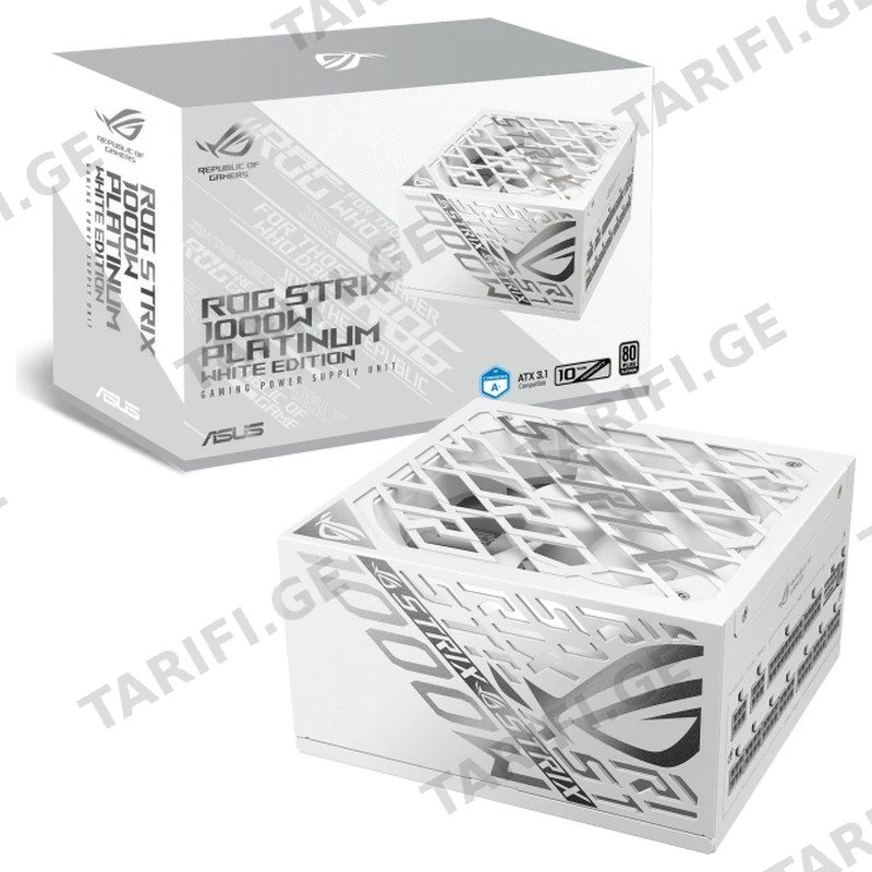 კვების ბლოკი გეიმერული ASUS ROG STRIX 1000W PLATINUM WHITE EDITION 90YE00W4-B0NA00 1000W 80 PLUS PLATINUM