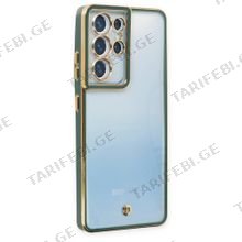 Samsung Galaxy S21 Ultra Liva lense Case სილიკონის ქეისი - მწვანე