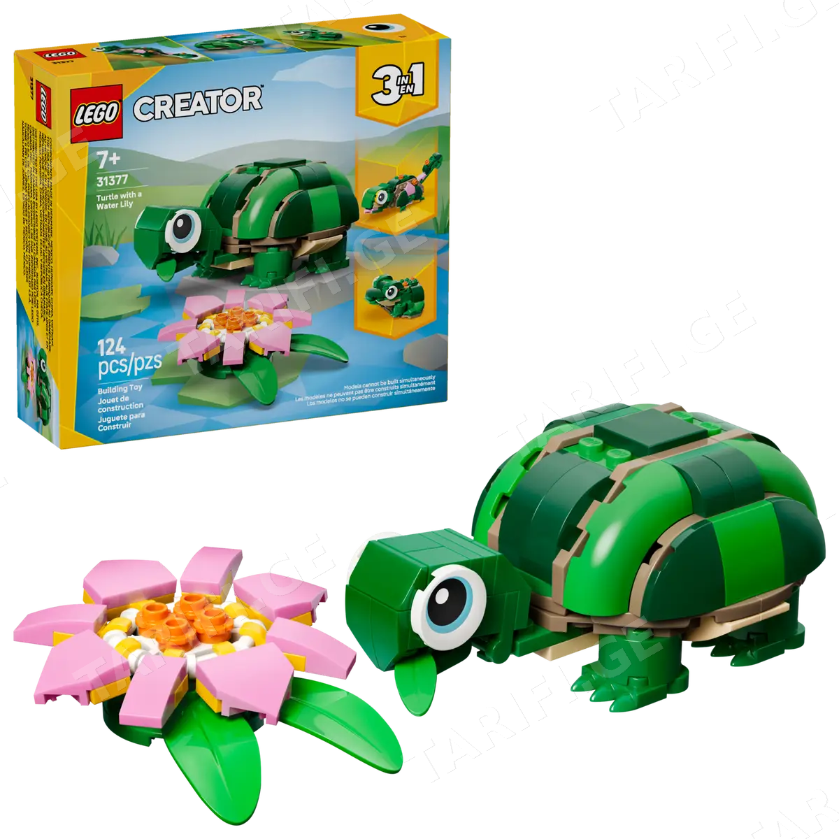 ასაწყობი კონსტრუქცია TURTLE WITH A WATER LILY FLOWER 31377 | CREATOR 3-IN-1