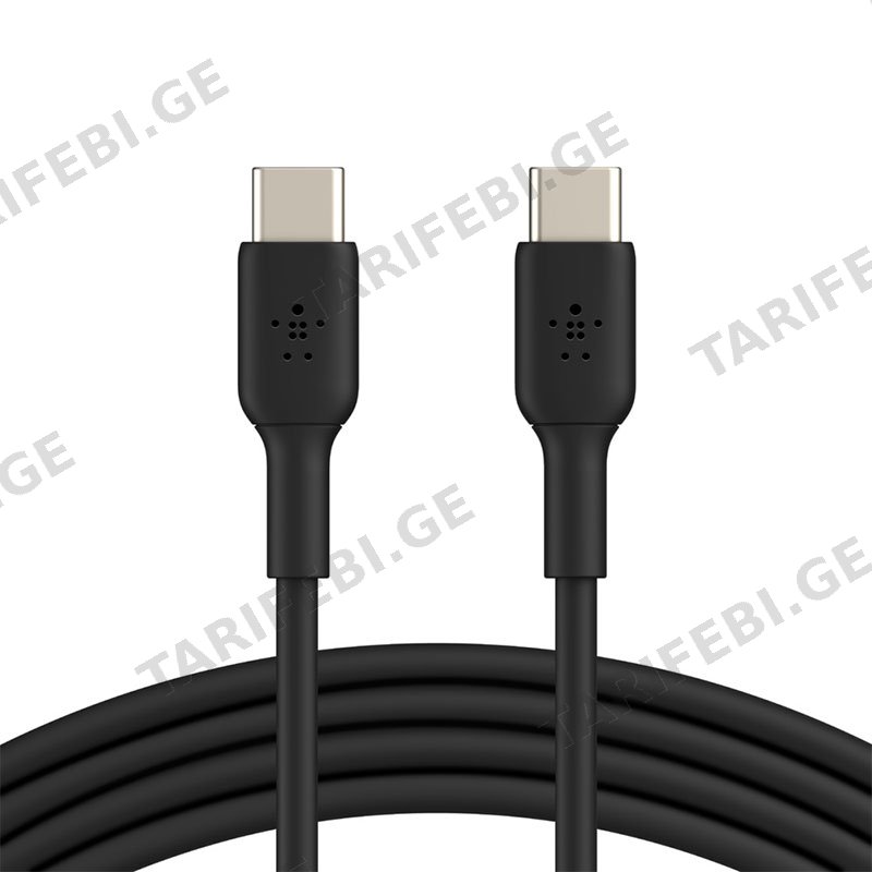USB კაბელი BELKIN CAB003BT1MBK СABLE USB-C > USB-C CHARGE/DATA, 1M, 60W, TYPE-C, PVC, BLACK