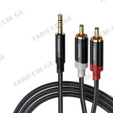 აუდიო კაბელი Toocki Stereo Y-Splitter Cable 3.5mm Jack to 2RCA Male Aux Cord, 2M, Black, TYPX4-MYA01