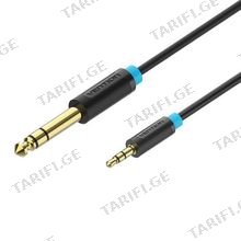 VENTION BABBH 3.5mm TRS Male to 6.35mm Male Audio Cable 2M Black აუდიო კაბელი