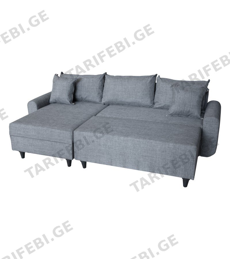 კუთხური დივანი ტრანსფორმერი პუფით #FLAVIA ზომა.230*120 ფერი : GRI მწარ: KAGU MOBILYA