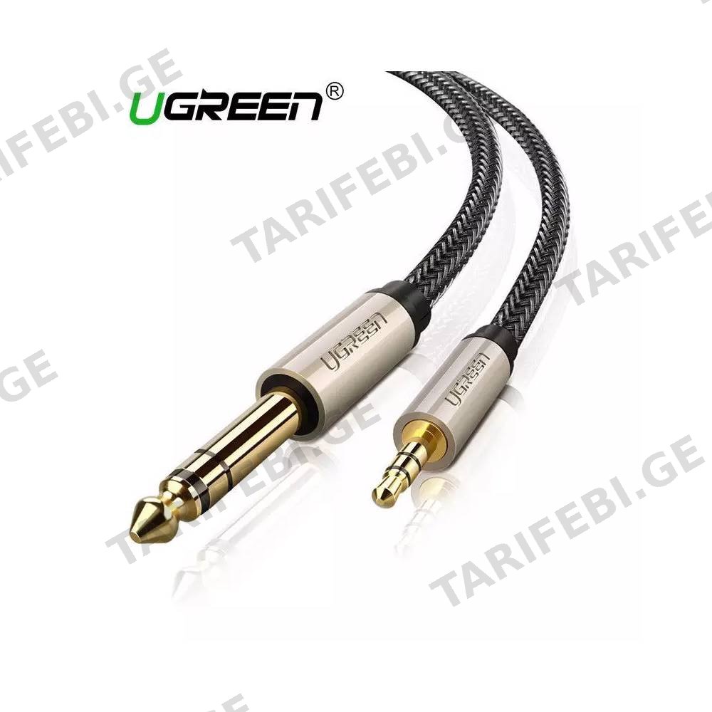 აუდიო კაბელი UGREEN AV127 (10629) 3.5mm to 6.35mm TRS Stereo Audio Cable 3m, Gray