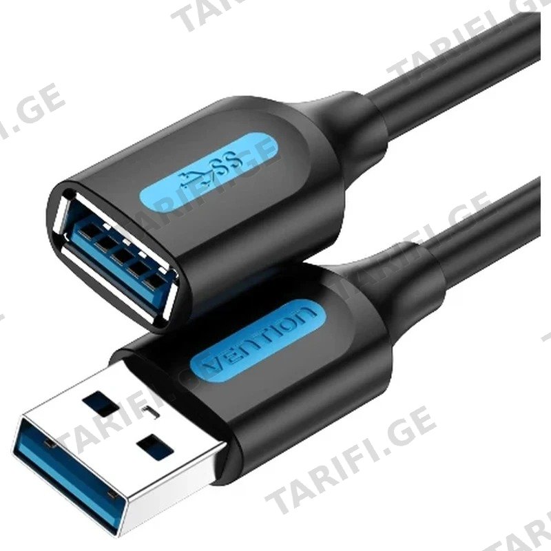 USB 3.0 დამაგრძელებელი კაბელი VENTION CBHBH 2მ შავი