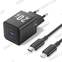 VENTION TZ-FEPB0-EU-02 1-Port USB-C GaN Charger (20W) with USB-C to Lightning Cable (1M) EU-Plug Black