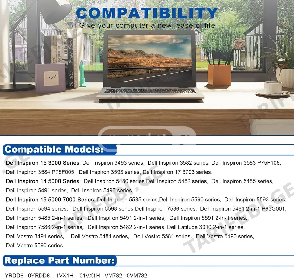 YRDD6 DELL Inspiron 14 15 17 Latitude 3000 Vostro battery
