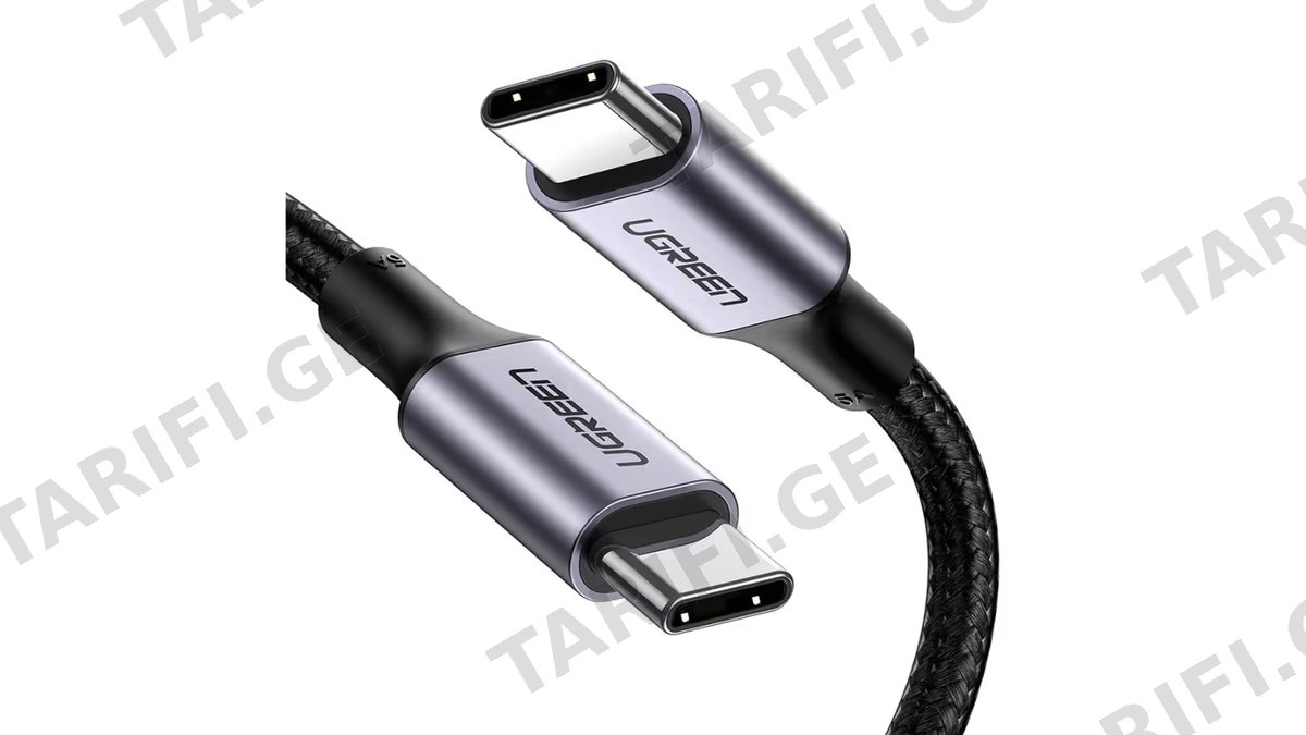 USB კაბელი UGREEN US316 (70428), Type-c to Type-c, USB-C To USB-C, 1.5m, Black