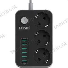 დამაგრძელებელი LDNIO SE3631 დამცავი 3 2მ 6 USB-А