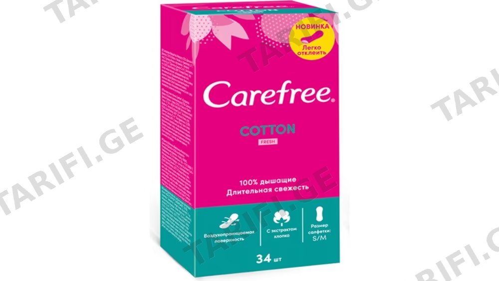 Carefree ყოველდღიური ჰიგიენური საფენი Cotton ფრეში 34ც
