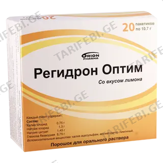 რეჰიდრონი ოპტიმი ფხვნილი ორალური ხსნარის მოსამზადებლად 10.7გრ პაკეტი #20