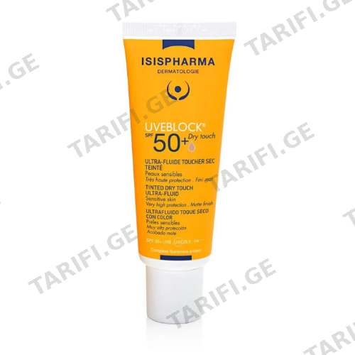 ისისფარმა - მზისგან დამცავი Uveblock SPF 50+ Dry Touch Tinted სახის ულტრა ფლუიდი შეფერილი ცხიმიანი/აკნესადმი მიდრეკილი კანის 18+ 40მლ 0522