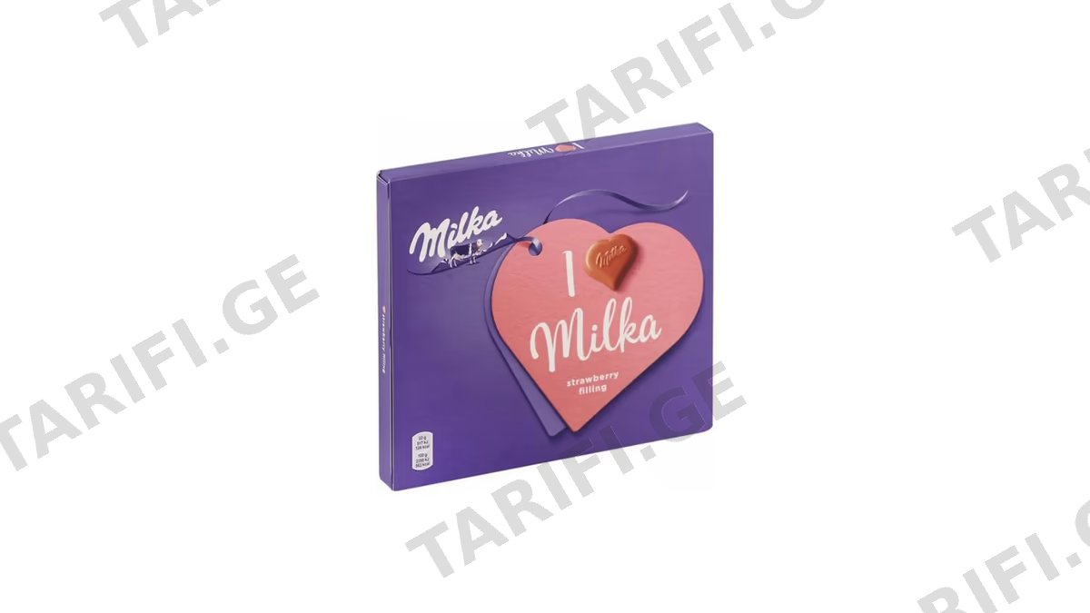 MILKA შოკოლადის კანფეტი მარწყვი-110გრ