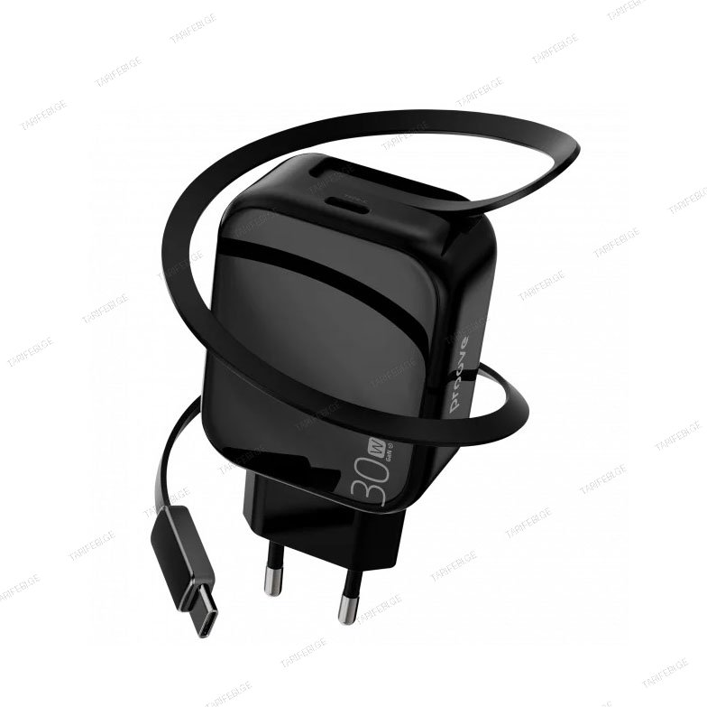 Wall Charger Proove Fixtape Type-C 30W With Retractable Cable black